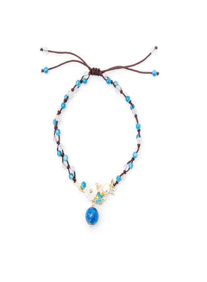 Conscious Items Triple Crystal Positivity Pearl Anklet, Pearl Moonstone & Apatite Ankle Bracelet for Women, Handmade Beaded Anklet for Confidence, Calm & Positive Energy Alignment - Image 1